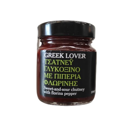 GREEK LOVER CHUTNEY ΓΛΥΚΟΞΙΝΟ ΜΕ ΠΙΠΕΡΙΑ ΦΛΩΡΙΝΗΣ 250G