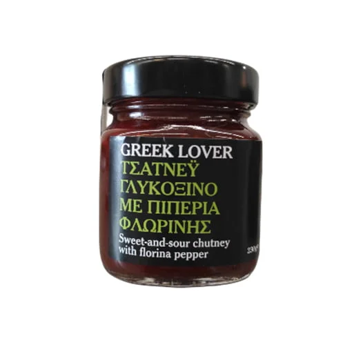 GREEK LOVER CHUTNEY ΓΛΥΚΟΞΙΝΟ ΜΕ ΠΙΠΕΡΙΑ ΦΛΩΡΙΝΗΣ 250G