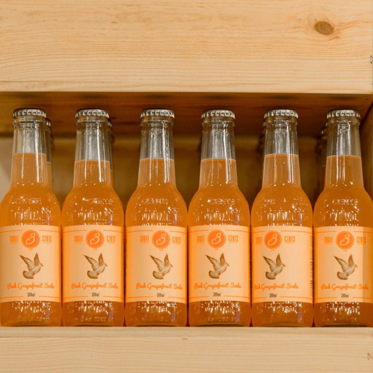 THREE CENTS PINK GRAPEFRUIT SODA