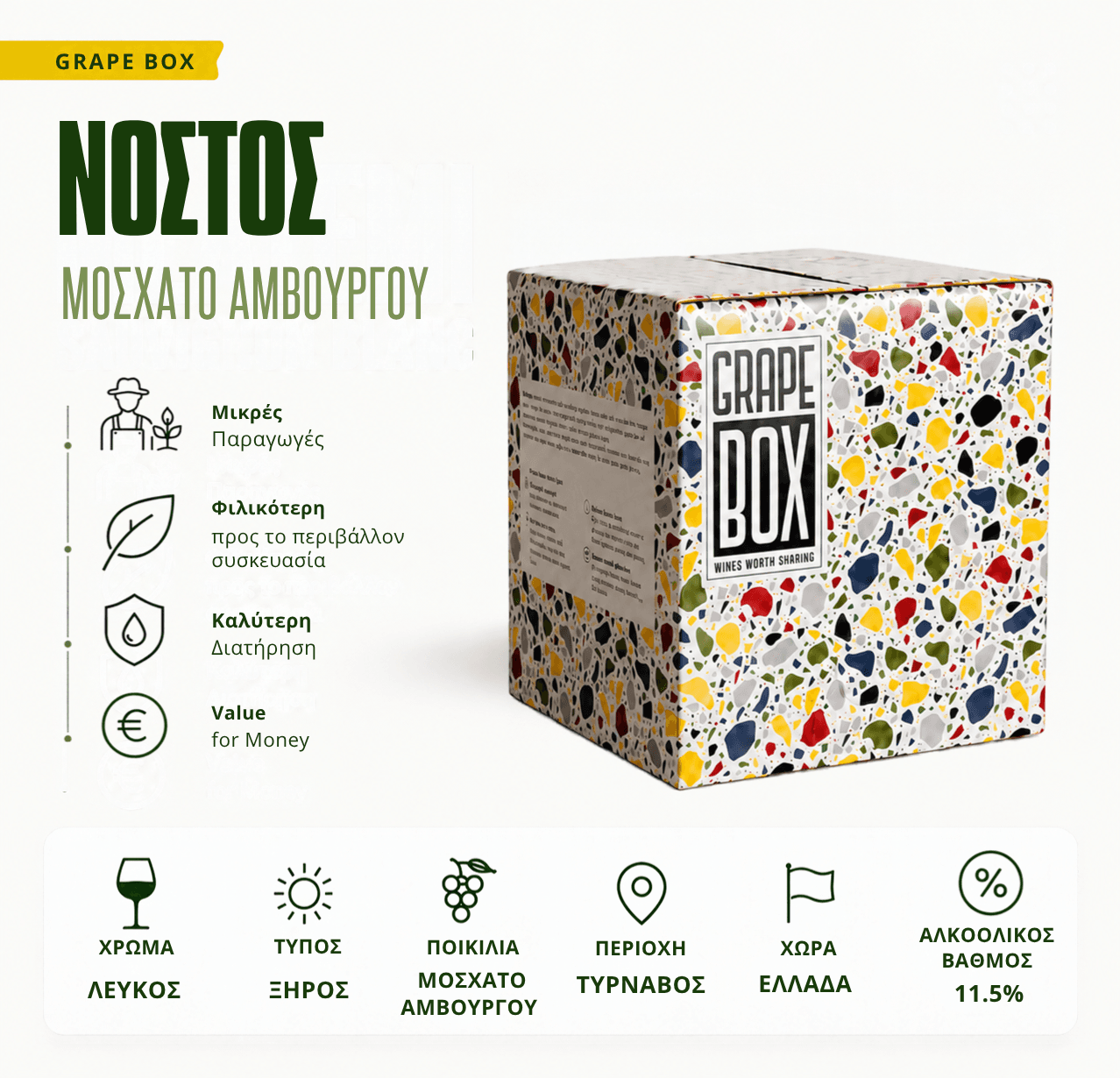 Νοστος - Μοσχατο Αμβουργου Blanc-De-Noir - Grape Box 3L/5L